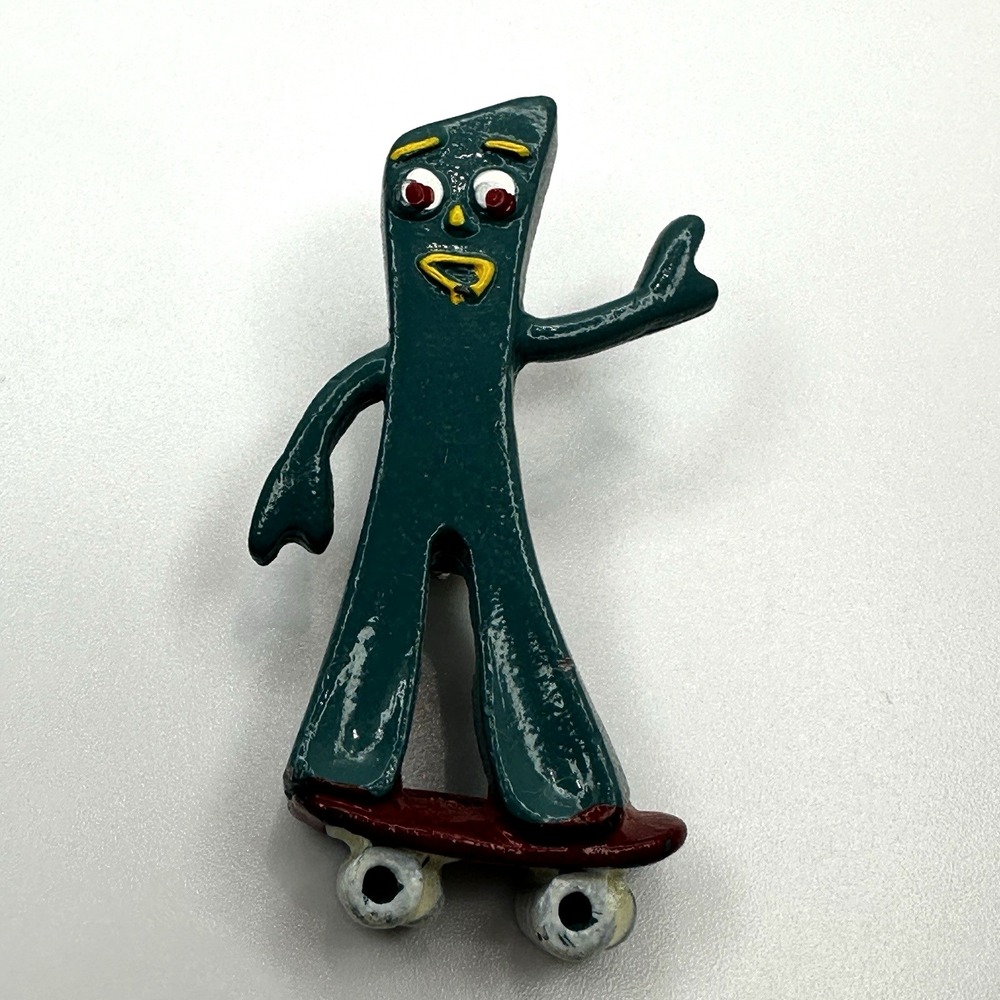 Gumby Skateboard Vintage Enamel Pin  Brooch 1983‎ Art Cloke Cartoon Collectible